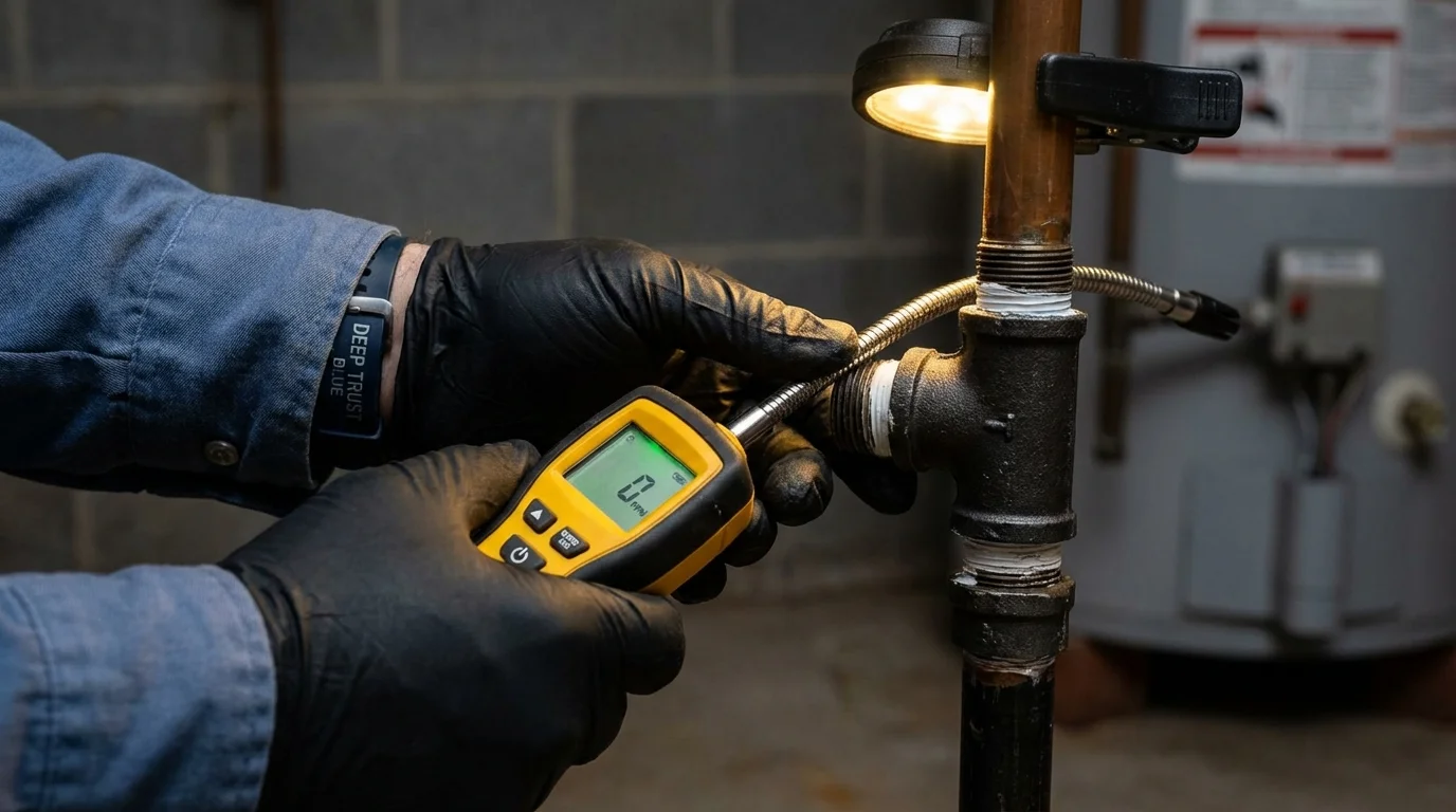 Gas leak detection with electronic sniffer by Johns Plumbing LLC in Rouses Point